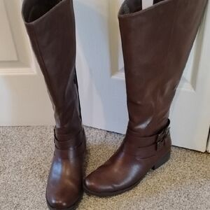 Elegant Brown Leather Knee-High Boots